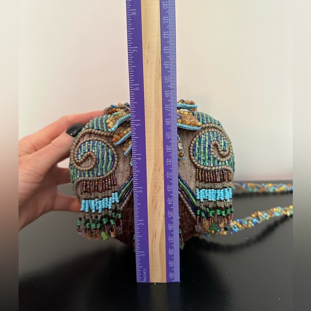 Vintage Mary Frances Beaded Turquoise Multi Color Bird Purse - Picture 5 of 16